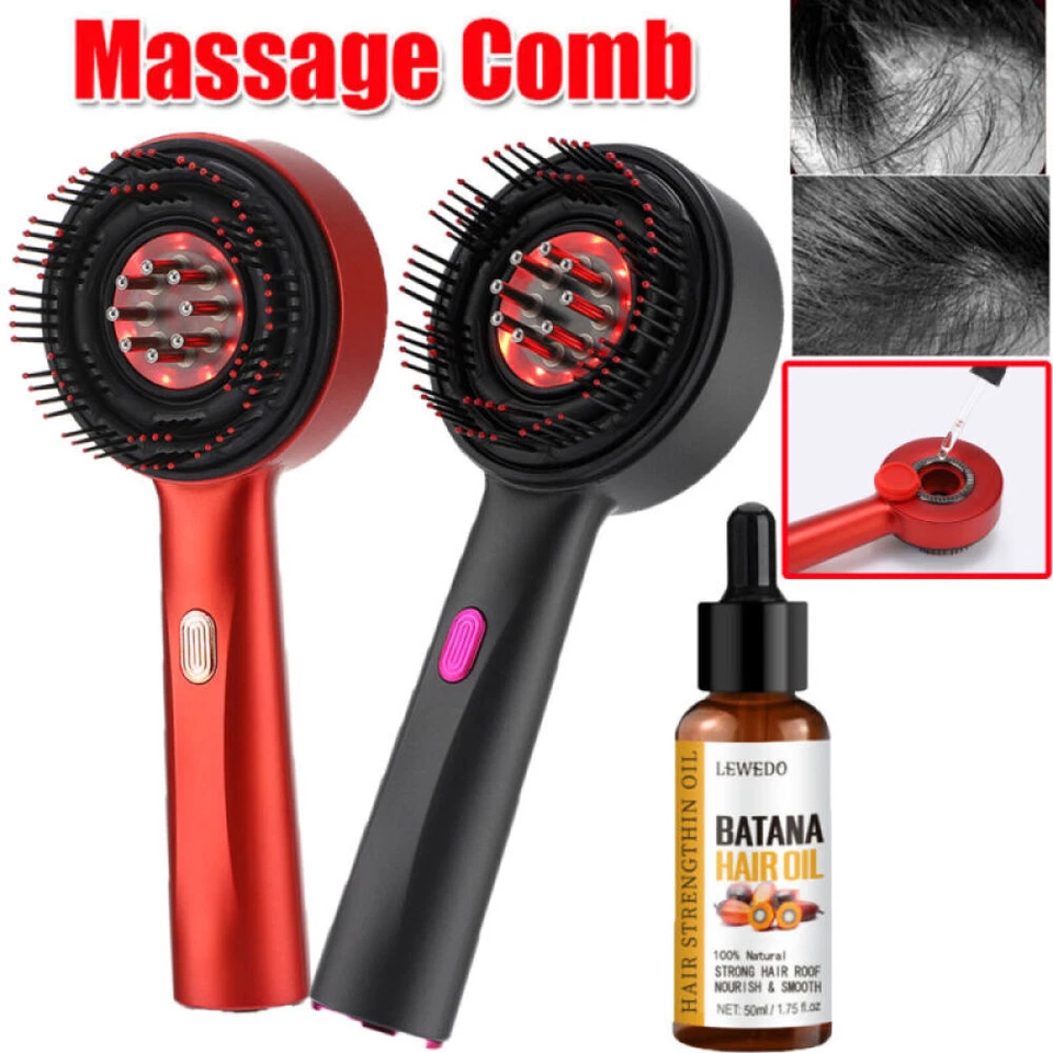 Peine Masajeador Eléctrico Luz Roja Cepillo para el Crecimiento del Cabello Aplicador de Aceite Capilar Foto 2 de 4
