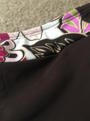 Merona Women's Swim Skirt Attached Brief Black Floral Print Trim Size M - Picture 4 of 8