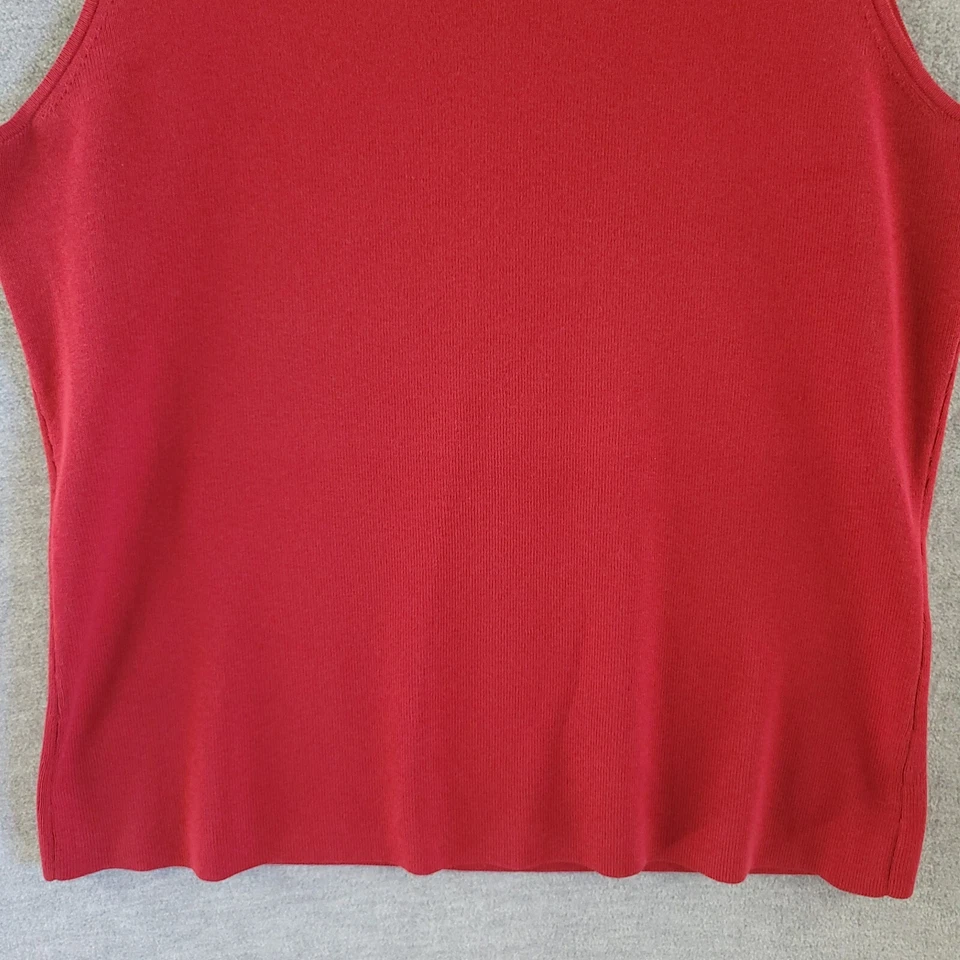 Camiseta sin mangas Charter Club para mujer roja mediana sin mangas mezcla de seda cuello redondo M Foto 3 de 4