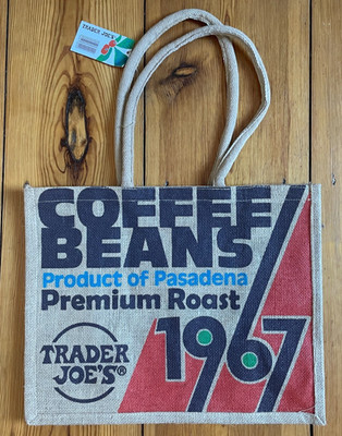 Trader Joe's Jute Wiederverwendbare Einkaufstasche Coffee Beans 1967, 9 Gal. Neu