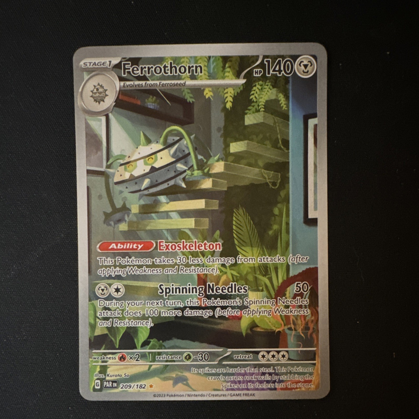 Pokémon Ferrothorn SV04 Paradox Rift 209/182 140 HP Illustration Rare Holo Engl…
