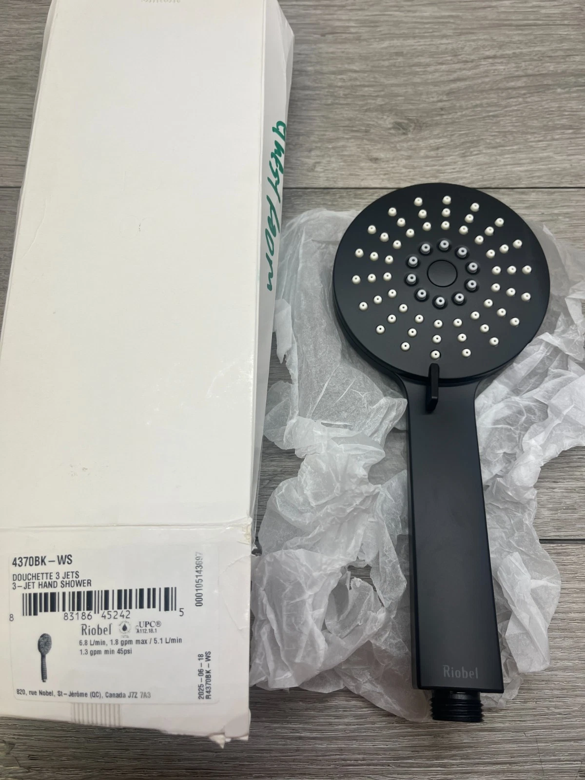 Riobel 4370BK-WS 3 Jet Hand Showers MATTE BLACK