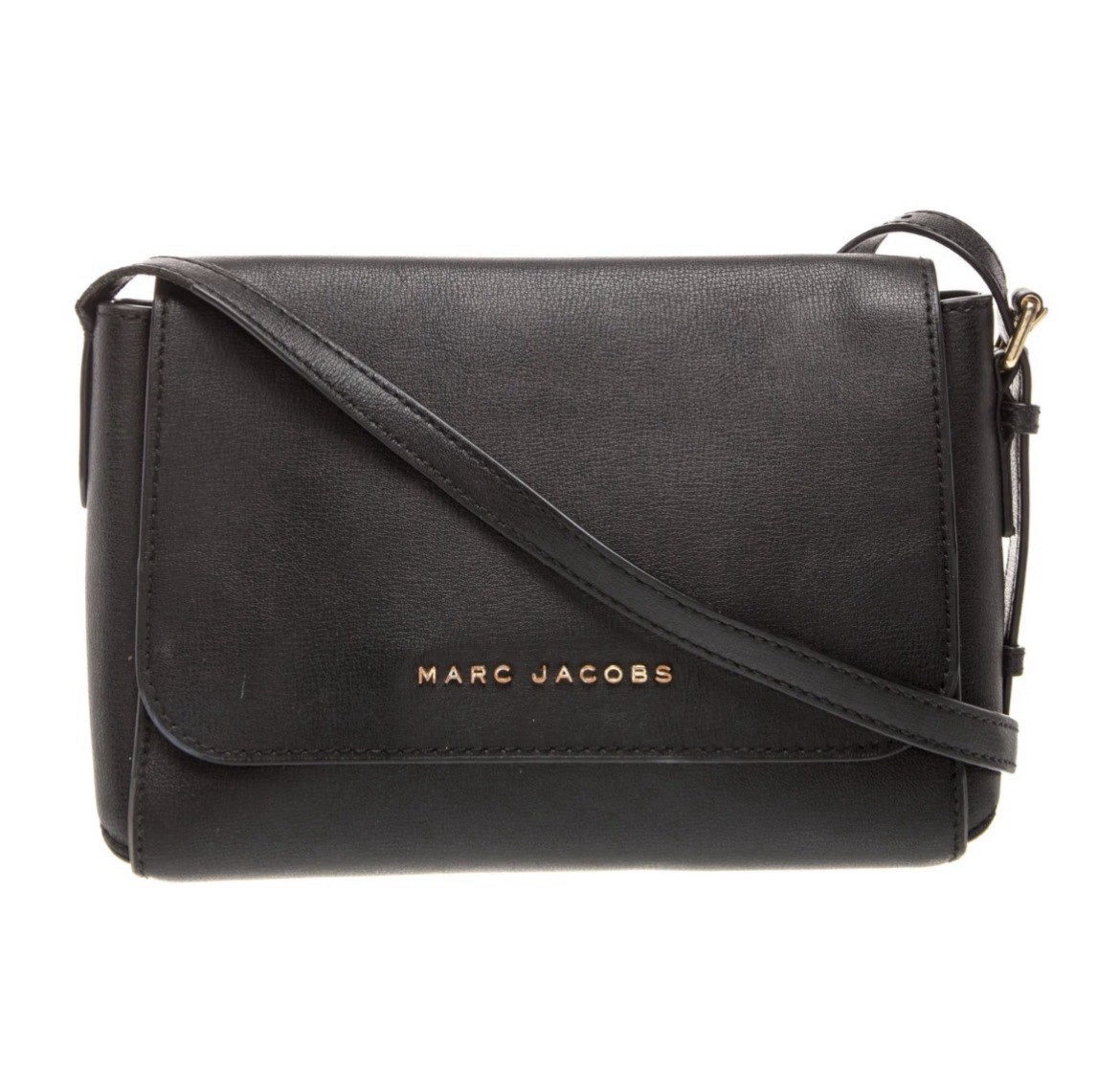 Marc Jacobs The Commuter Crossbody Medium Bag Black Leather & Gold Hardware