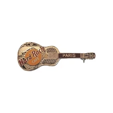 Hard Rock Cafe Paris France Steel Bobro Style Silver Trim Guitar Pin