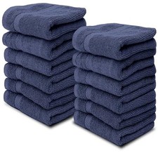 Luxury Cotton Washcloths 13x13 Inch - 650 GSM Turkish Cotton | 14: Navy Blue