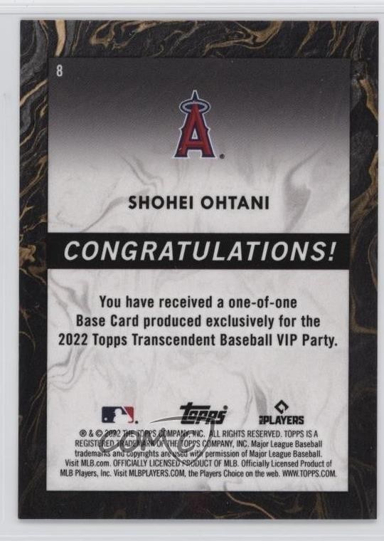 2022 Topps Transcendent Collection VIP Party One-of-One 1/1 Shohei 