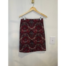 Talbots Paisley Skirt Petite 6 Boho Button Front Mini Fall Cottagecore Chic