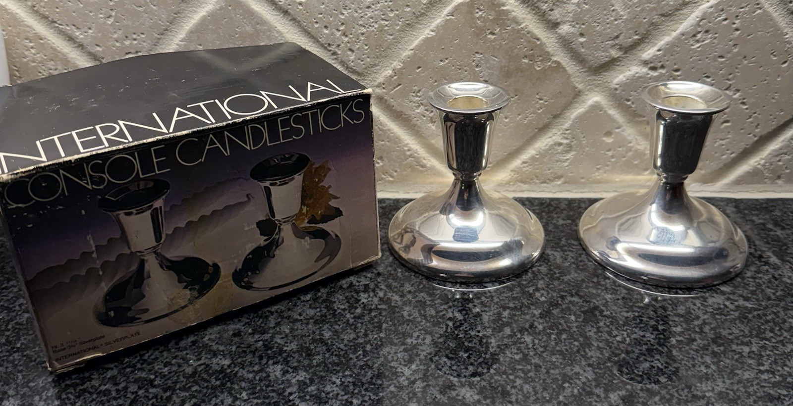 International Silver Company weighted Candlesticks Pair Of 2 Silverplate 4" Tall