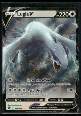 Lugia V 138/195 Holo V Rare Silver Tempest Pokemon Near Mint