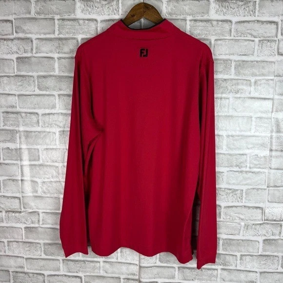 FootJoy FJ Rojo Sólido Nylon Elástico Cuarto Cremallera Pullover Chaqueta de Golf para Hombres GRANDE Foto 4 de 4