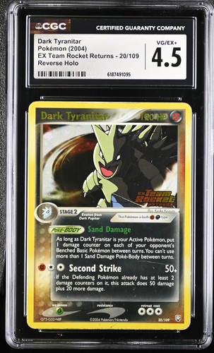 CGC 4.5 Dark Tyranitar 20/109 Team Rocket Returns Reverse Holo Stamped Pokemon
