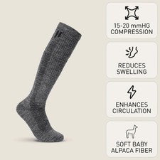 New Hollow Wide Calf Compression Alpaca Socks Grey Medium Men 7-9.5 Women 7-10