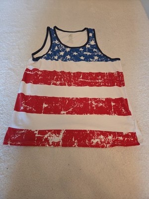 American Dream Team Network Womens Patriotic Red White & Blue Tank Top Size XL