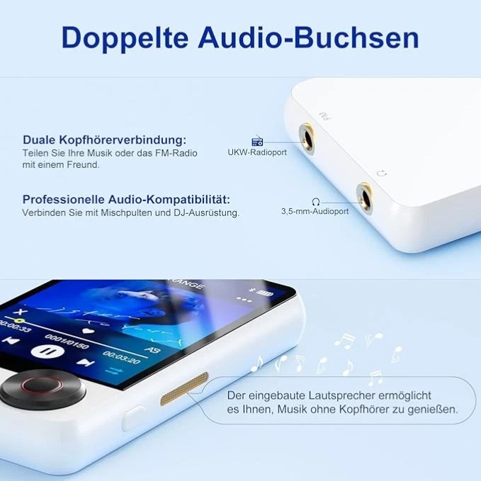 128GB MP3 Player mit Bluetooth 5.3 Tragbarer Verlustfreier HiFi Musikplayer - Bild 4 von 4