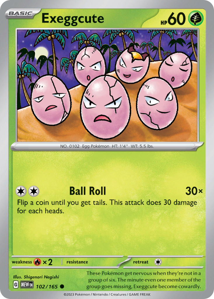 Exeggcute 102/165 Common 151 Pokemon Reverse Holo NM/M