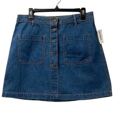 Old Navy High Rise Denim Skirt A-Line Mini Skirt Button Front Size 10