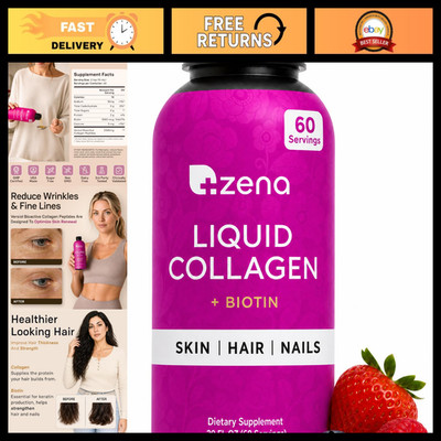 Liquid Collagen for Women - Healthier Skin, Hair & Nails, Biotin & Peptides 20oz