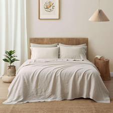 100 Pure Flax Linen Bedding Set - Stone Washed French Linen Fabric Deep Pocket