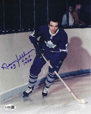 Signed 8X10 NORM ULLMAN "HOF 1982" Toronto Maple Leafs Photo -JSA COA