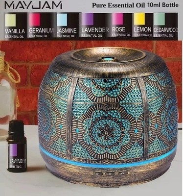 500ml Wrought Iron Bronze Finished Humidifier Aroma Diffuser 7 LED Lights