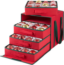 Christmas Ornament Storage Box with Adjustable Dividers, Christmas Storage Conta