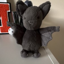 Jellycat Ooky Bat Plush Stuffed Animal, Tiny, Gray Retired 