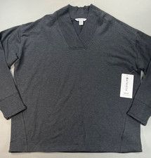New Athleta Clarity Charcoal Grey V-Neck Pullover Sweatshirt Size XL MSRP 89