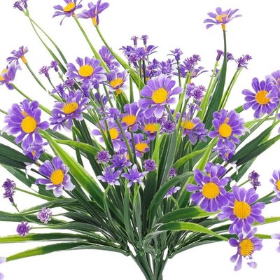 1/2/5 Bundles Artificial Daisies Plastic Flowers Outdoor UV Resistant Fake Daisy