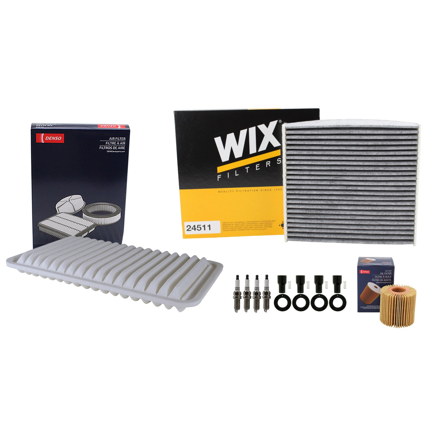 Denso Tune Up Kit NGK 4 Spark Plug Boots Kit for Toyota Highlander 2.7 L4 1AR-FE