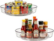 2 Pack Lazy Susan 10 inch Turntable for Spice Organization Clear BPA-Plastic