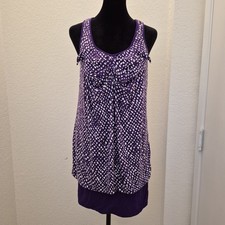 Purple and White Polka Dot Tank Top/Dress with Tie Front Detail