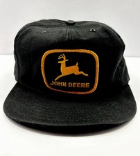 Vintage 1970s John Deere Black Snapback Trucker Hat Black/Gold Louisville, Ky