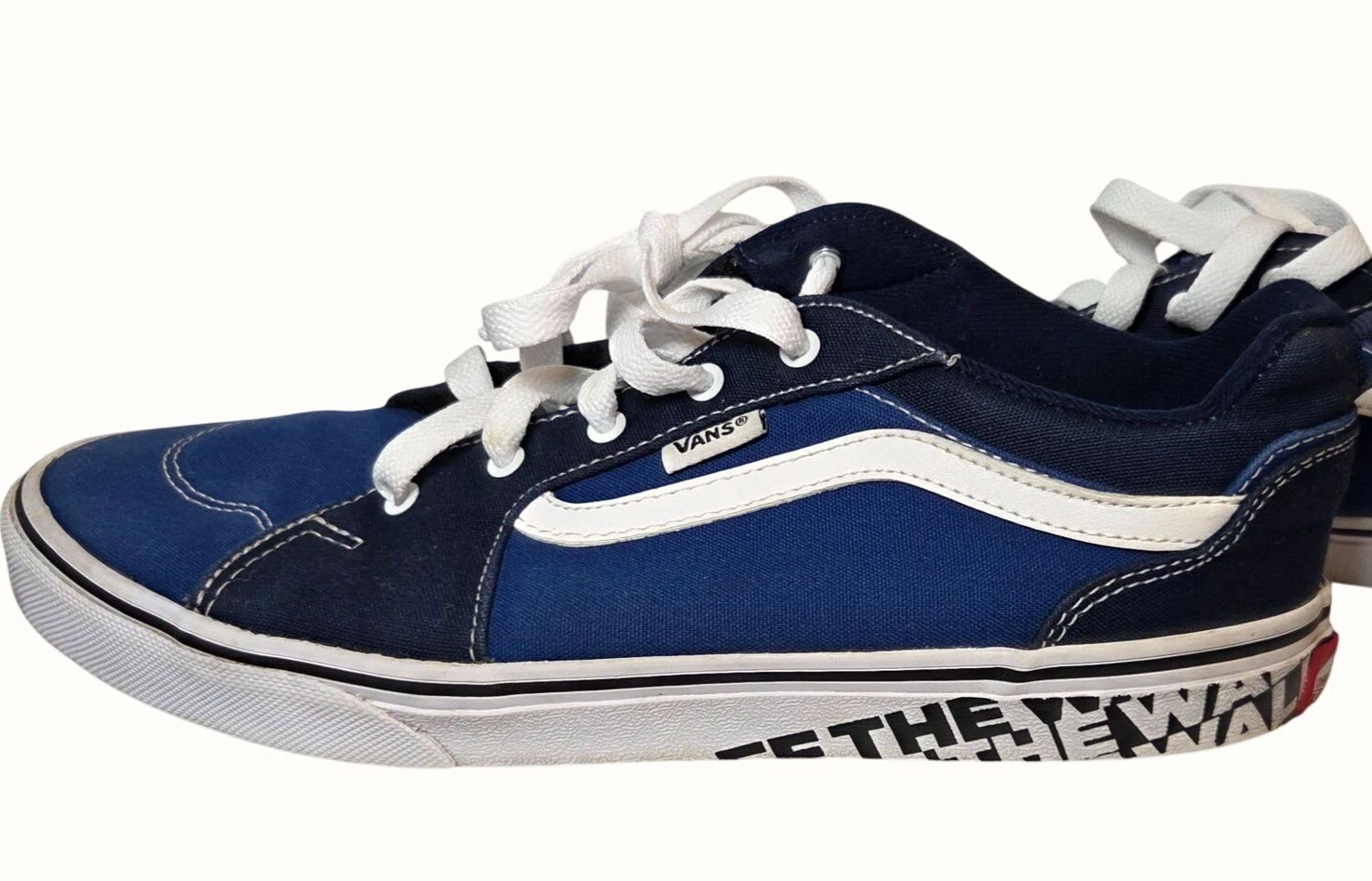 Scarpe stringate Vans Off The Wall Filmore blu e bianche scamosciate giovanili taglia 7