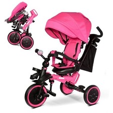 8-in-1 Foldable Tricycle Stroller for Toddlers 18 Months to 5 Years, 5 Pink