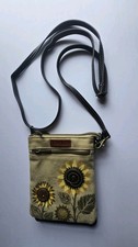 SUNFLOWER GARDEN CANVAS TRIPLE POCKET CROSSBO...