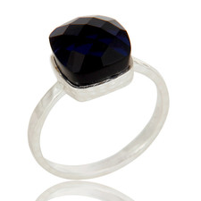 Blue Corundum Gemstone Indian Jewelry 925 Sterling Silver Band Ring For Women