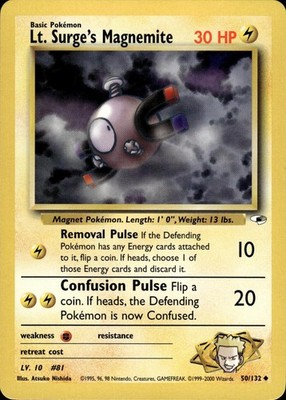 Pokemon Gym Heroes Uncommon Lt. Surge's Magnemite 50/132 - Near Mint (NM)