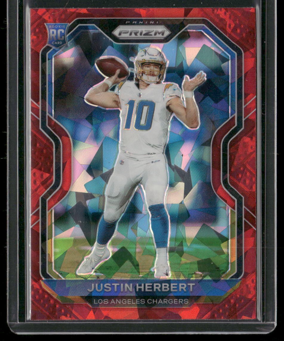 2020 Panini Prizm #325 Justin Herbert Prizm Red Ice ROOKIE