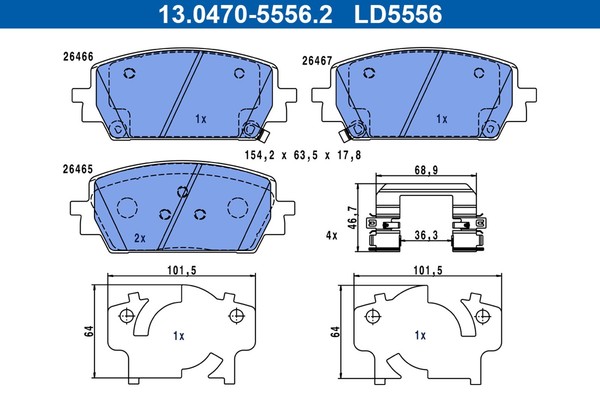 Bremsbelagsatz Scheibenbremse Ate Ceramic 13.0470-5556.2 FüR Hyundai Santa Fe 4-image