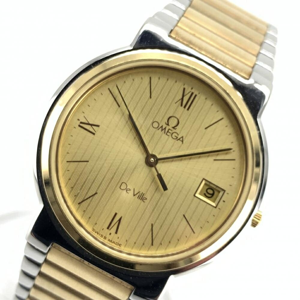 OMEGA De Ville Date 32mm Mens Two Tone Gold Roman Quartz Watch