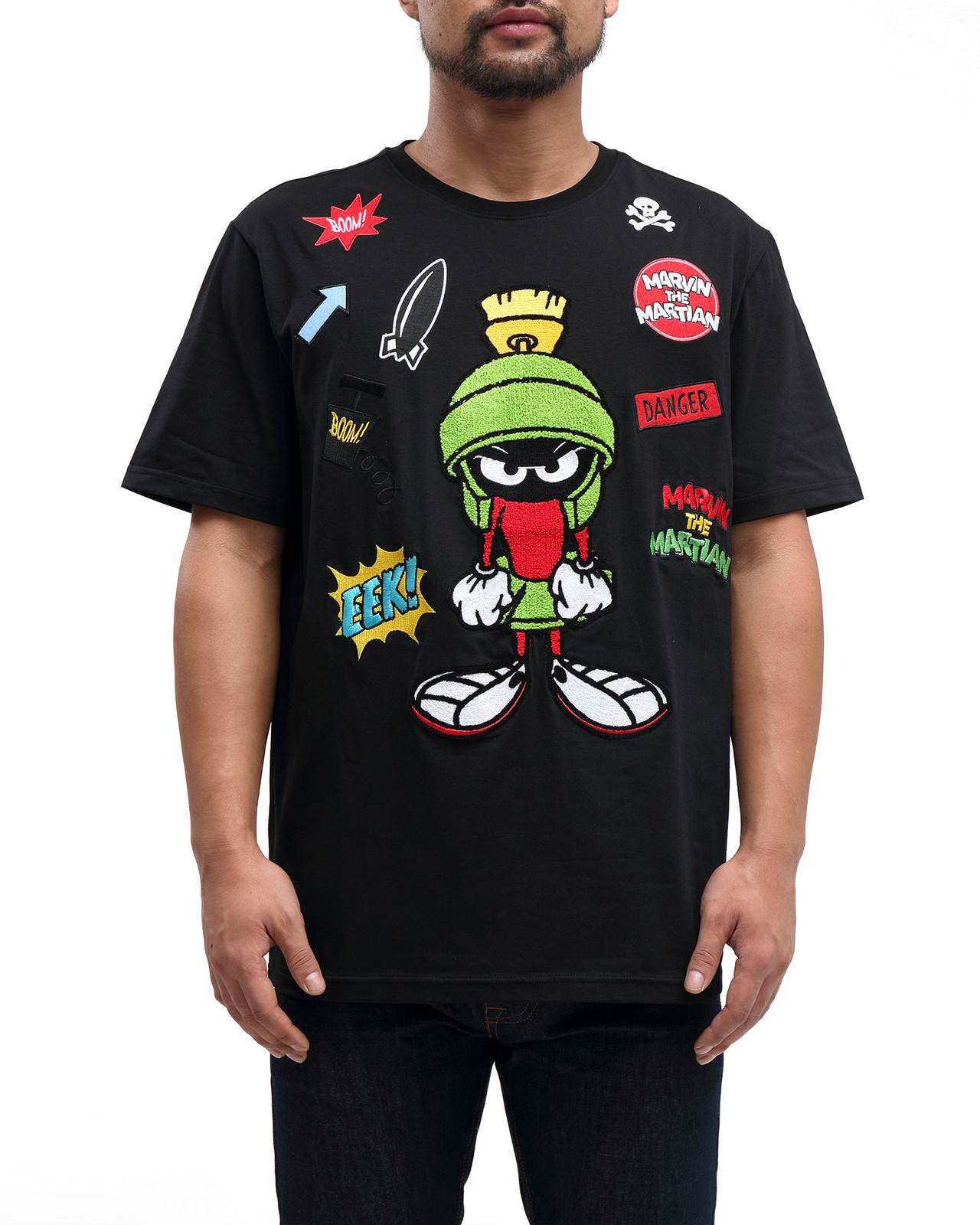 Футболка с коллажем Марвин Марсианин, черная