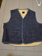 Genuine Roebucks Blue Denim Sherpa Lined Snap Front Vest, Regular XL