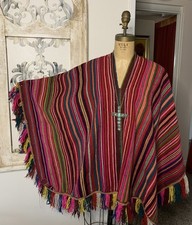 Vintage Poncho Hand Woven Bolivian Wool Poncho Rare