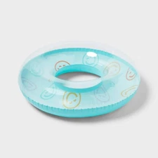 Smiley Swim Tube Water Floats and Inflatables Light Blue - Sun Squad™