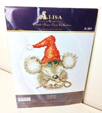 Alisa Mouse with Santa Hat Christmas Winter Counted Cross Stitch Kit