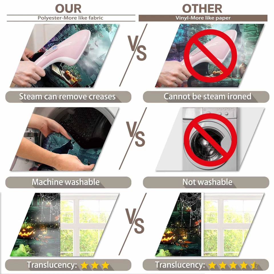 7x5ft Fabric Halloween Magic Backdrop Pumpkin Lantern Horrible Full Moon Night - Image 3 of 4