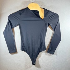 1012 Abercrombie Fitch Soft AF Asymmetrical Long Sleeve Bodysuit Black Women S