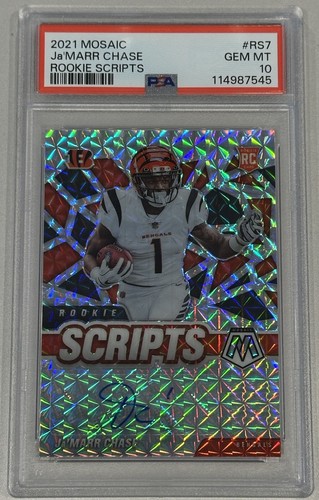 2021 Panini Mosaic Ja’Marr Chase Rookie Scripts Silver Prizm Auto PSA 10 RC 🐅