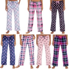 Womens Fleece Pyjama Bottoms Ladies Lounge Pants Pyjamas Size 8-22