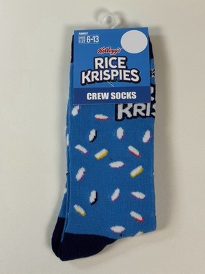 Novelty Kellogg's Rice Krispies CREW SOCKS, 1 pair, Adult Shoe size 6-13